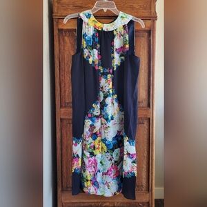 ERDEM SILK FLORAL KNEE LENGTH SHIFT DRESS US/8